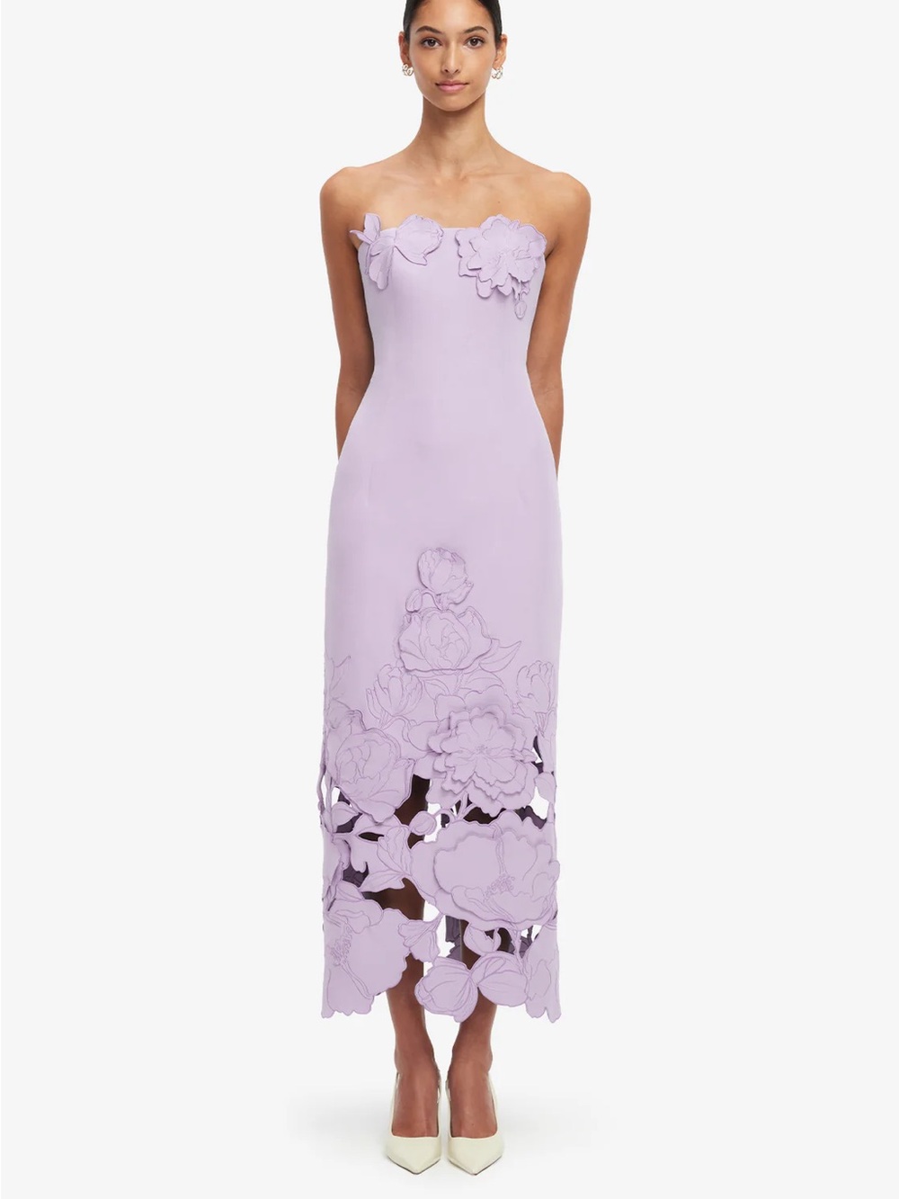 Leo Lin - Rayna Appliqué Bustier Maxi Dress in Lilac